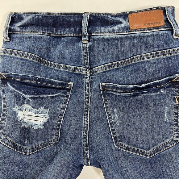 Express Stretch Denim Perfect High Rise Ankle Legging Distressed Skinny Size 0R - Picture 4 of 12